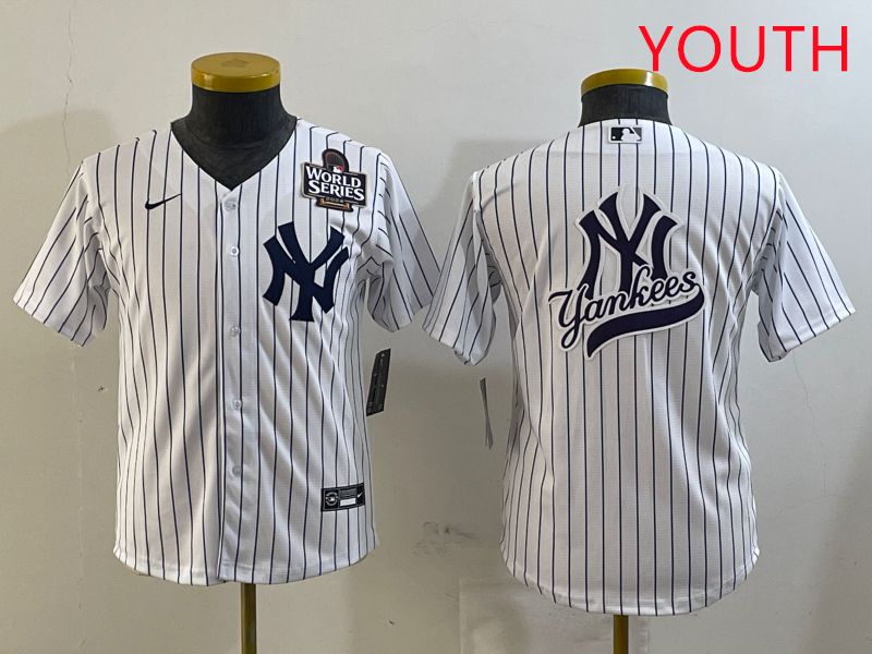Youth New York Yankees Blank White Stripe Game 2025 Nike MLB Jersey style 24